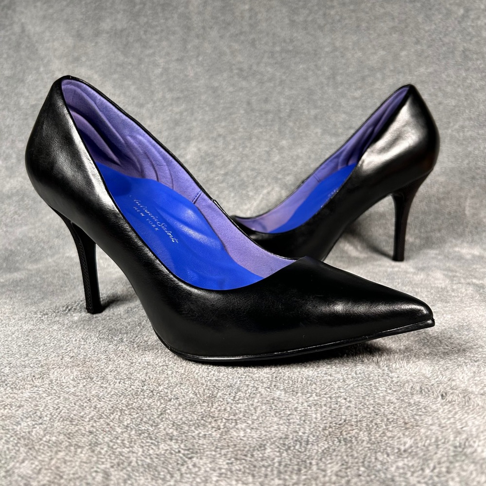 Antonia Saint NY Victoria Pumps High Heels Black Leather Pointed Toe Women 10.5B